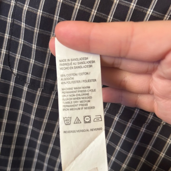 Men’s Checkered Black Short-Sleeved Shirt with white lines - Picture 4 of 4